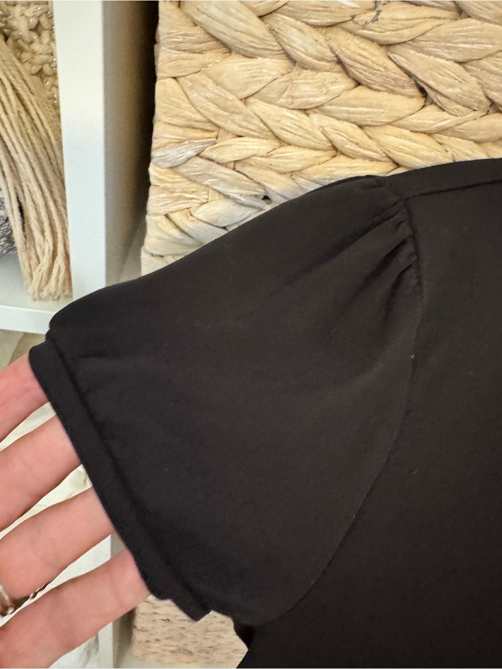 Black Ruffled Keyhole Women's Top - Picture 3 of 6